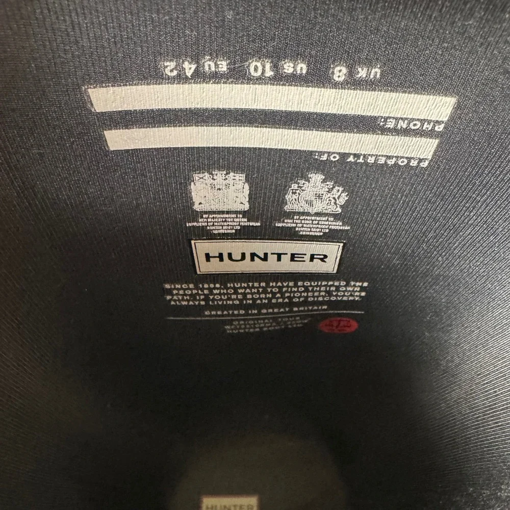 Hunter Original Tall Rain Boots‎ Women's US 10 Navy Blue Matte Waterproof Rubber